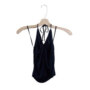 Aritzia Sundeh Halter Top Black Jersey Tie Back